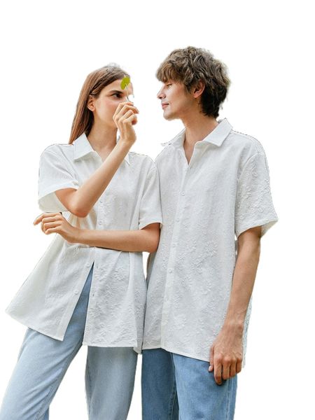 

romwe 1pc solid textured shirt f4wu#, White;black