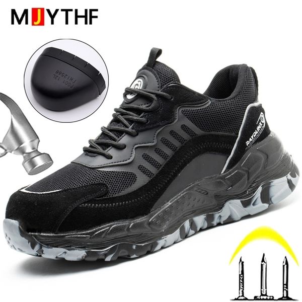 

work boots safety steel toe shoes men military boots antipuncture safety boots protective shoes sneakers plus size 49 220809, Black
