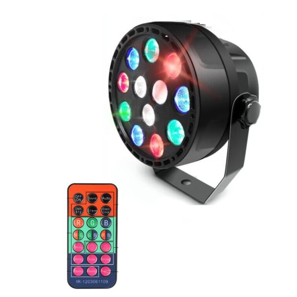 RGBW LED Stage Disco Party Light 12 LED Professional DJ Stage Lights com DMX 512 RF Remote Control Lighting Sound Activated Light