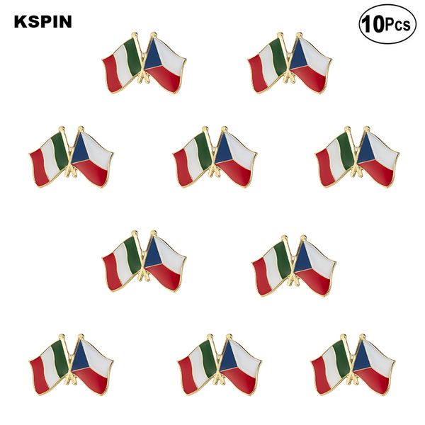 Italien und tschechische Repräsentant Friendship Broschen Broschen Revers Pin Flaggenabzeichen Brosche Stifte Abzeichen 10pcs viel