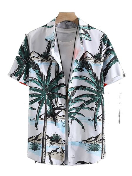 

men random coconut tree print shirt without tee q2hd#, White;black