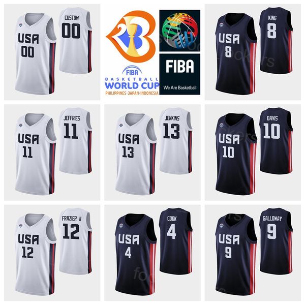 

screen printed world cup 2023 fiba us basketball 5 xavier munford jersey 15 justin jackson 9 langston galloway 13 john jenkins 10 william da, Black