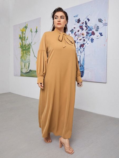 

plus tie neck maxi tunic dress u8ko#, Black