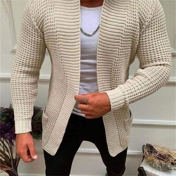 

men striped casual knitting cardigan spring autumn v-neck solid long sleeve male jacket daily style pocket streetwear tracksuits 220813, Black;brown