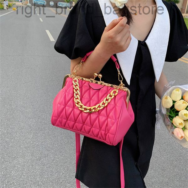 

elegant women shoulder messenger bag brand design thick chain sling bag pu leather fold dinner bag ladies phone wallet blue pink w220809