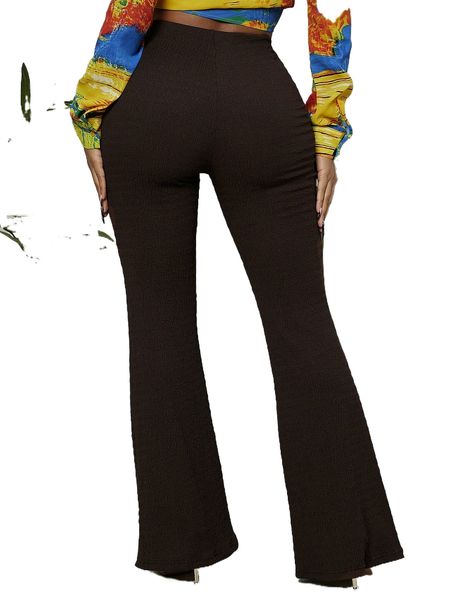 

sxy solid flare leg pants i5gp#, Black;white