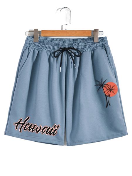 

romwe guys tree letter graphic shorts l4kc#, White;black