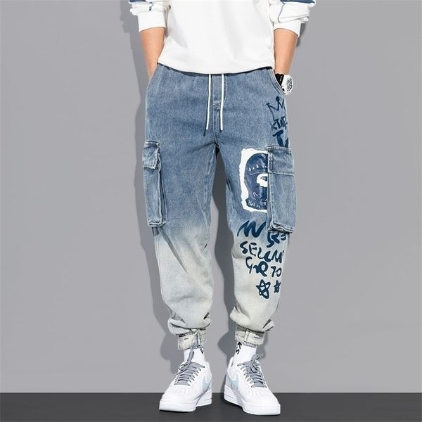 Streetwear Hip Hop Cargo Hosen Herren Jeans Lässige Elastische Harun Jogger Im Herbst Und Frühling Männer Kleidung 220620