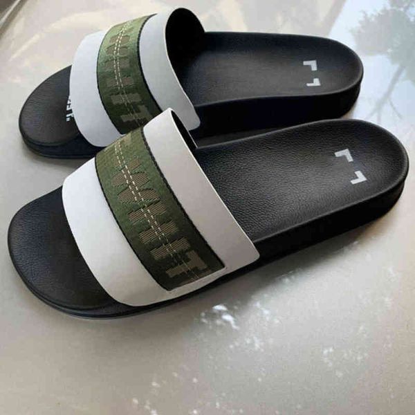 

luxury men's women's offs sandals fashion letter ribbon printing slippers couples beach men outside home slipper female classic br, Black