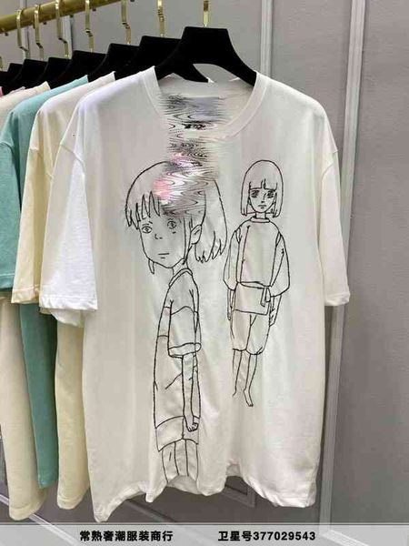 

women's t-shirt spring and summer 2022 chihiro line portrait pattern leisure round neck short sleeve trend t love s5uu, White