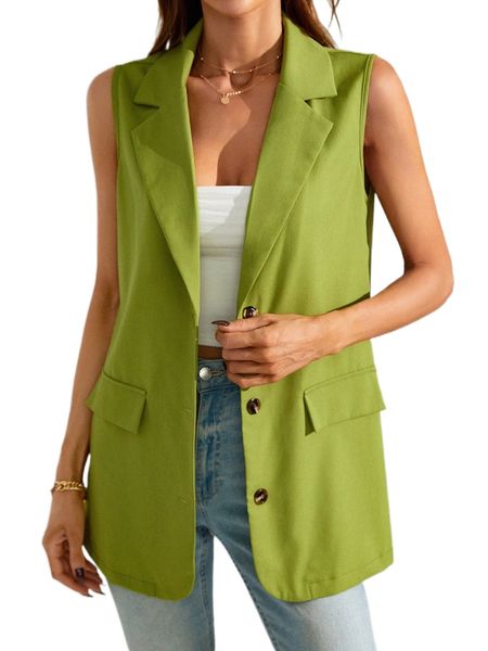 

lapel neck vest blazer c8kb#, White
