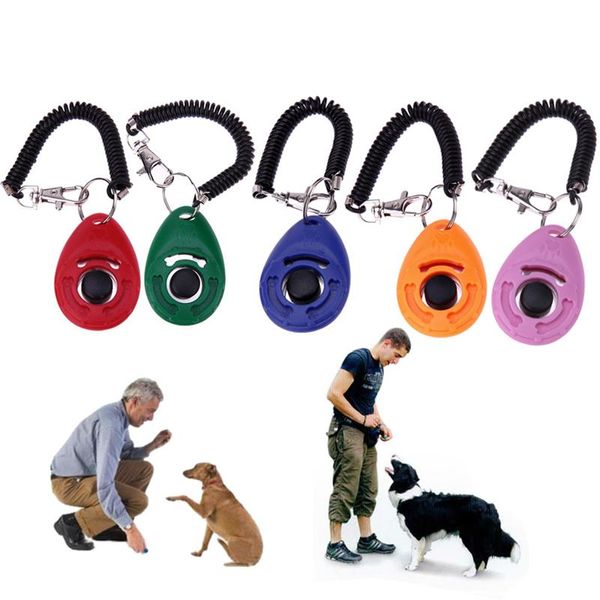 Hundetrainings-Clicker mit verstellbarer Handschlaufe, Hunde-Click-Trainer-Hilfsmittel, Sound-Taste für Verhaltenstraining