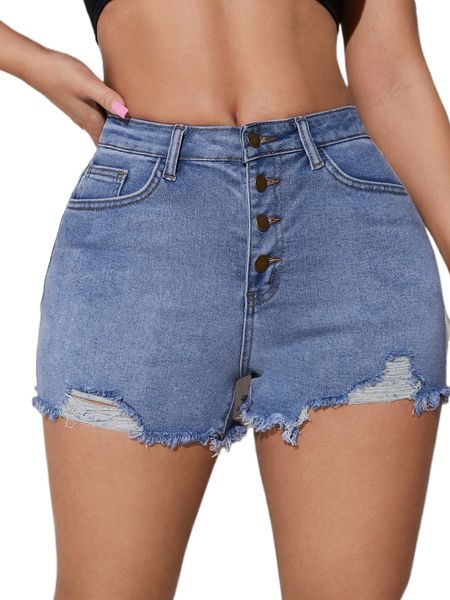 

raw hem button fly denim shorts 256r#, White;black