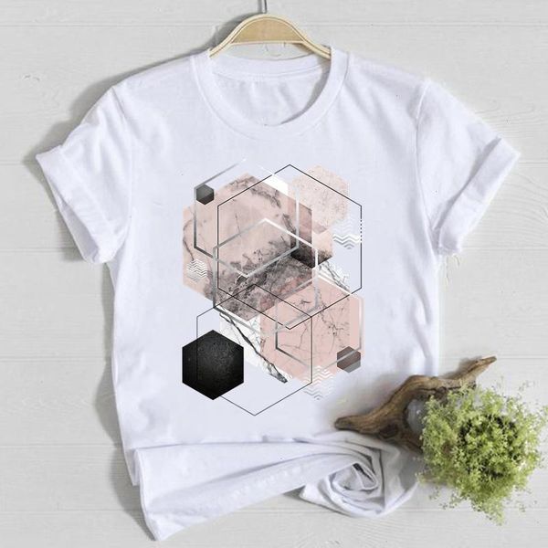 

clothes fashion tee abstract geometric 90s shirt lady summer female t women short sleeve casual graphic t-shirts, White