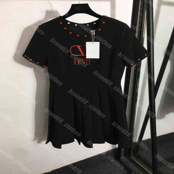 

22ss womens midi dress shirt liuding vv slim short sleeve shirts dresses eur style luxury designer clothing dress aa 25 color casual female, Black;gray
