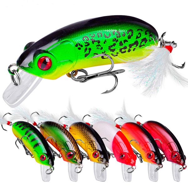 6,2 cm 10 g esche da pesca per pesciolini duri esche da nuoto realistiche Bass Crankbait per lucci/trote/walleye/scorfani con occhi da pesca 3D forti ami tripli 9 pezzi/kit