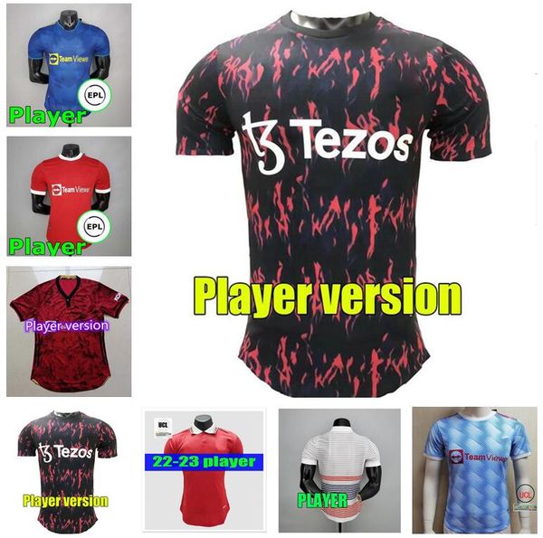 

player version #7 ronaldo soccer jerseys home red de foot jersey #25 sancho #11 greenwood away football shirt 21 22 23 #18 b.fernandes #10 r, Black;yellow