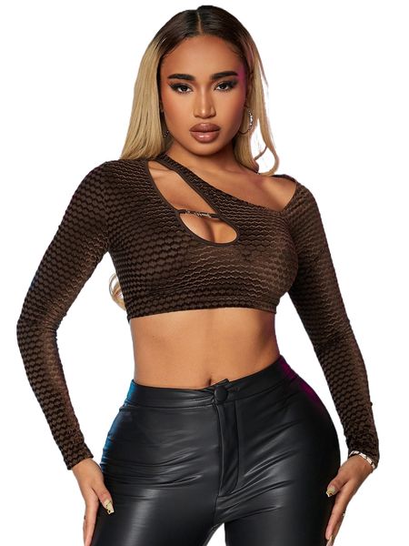 

sxy asymmetrical neck cut out crop tee u2ko#, White