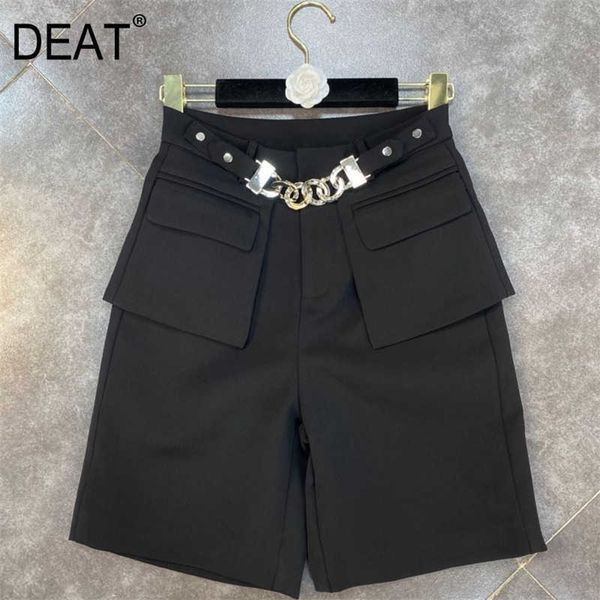 

deat women black metal chain personality shorts arrivals high waist fashion temperament spring summer mz664 210709, White;black