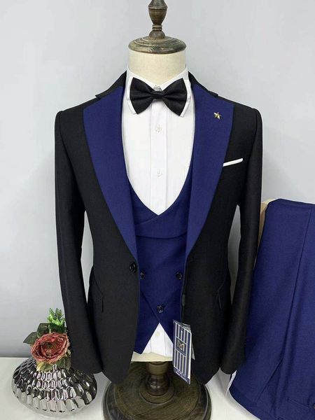 

men's suits three-piece wedding banquet business suit with pants, White;black