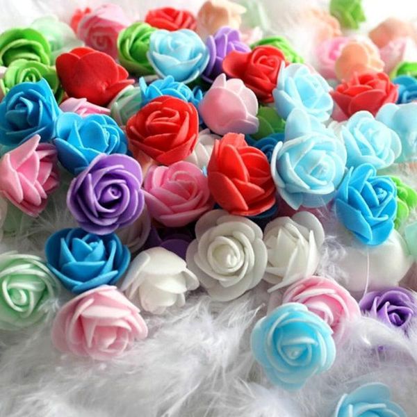 Fiori decorativi Ghirlande 500 Pz 3 cm PE Schiuma Testa di rosa Fiore artificiale Per fai da te Orso Bambola Torta Modello Matrimonio Decorazioni per la casa Scatola regalo Flowe