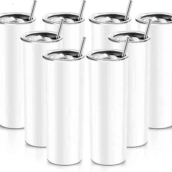 

us stock sublimation tumblers 20 oz stainless steel straight blank mugs tumbler with lid and straw for heat transfer diy gift coffee mug