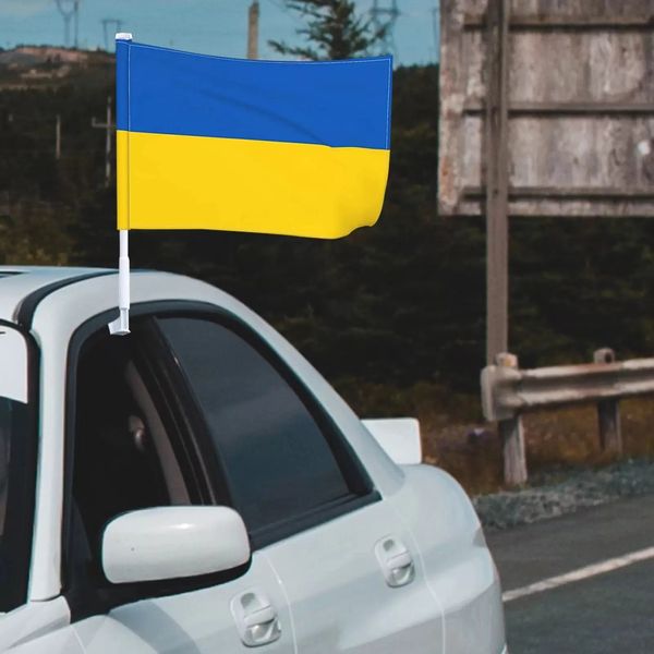 Sublimation Flagge der Ukraine -Auto -Flaggen Fenster -Clip Ukrainische Flaggen Polyester mit Messing -Tatsache für Innendekoration im Freien