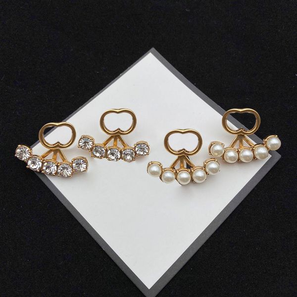 

earrings designer scalloped pearl diamond earring for woman fashion luxury vintage gorgeous earrings with letter and box, Silver