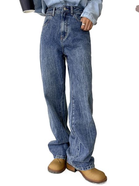 

dazy high waist straight leg jeans r9nu#, Blue