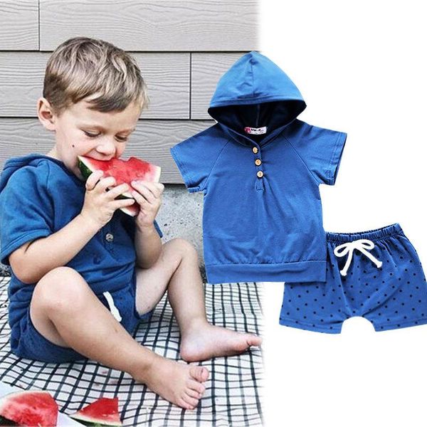 Kleidungssets Säugling Kleinkind Junge Anzug2022 Sommer Kinder Kurzarm Hoodie Polka Dot Shorts Zweiteiliges SetKleidung