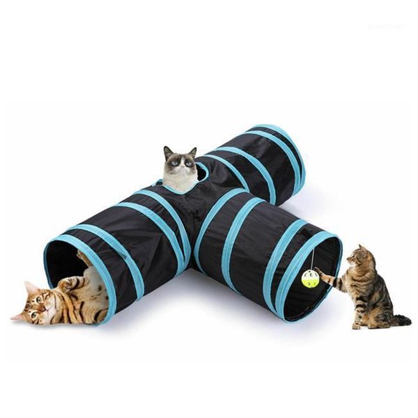 Forniture per piccoli animali Anello per animali a tre vie Può essere piegato Passaggio Puzzle Giocattolo Barile Letto Tunnel per gatti