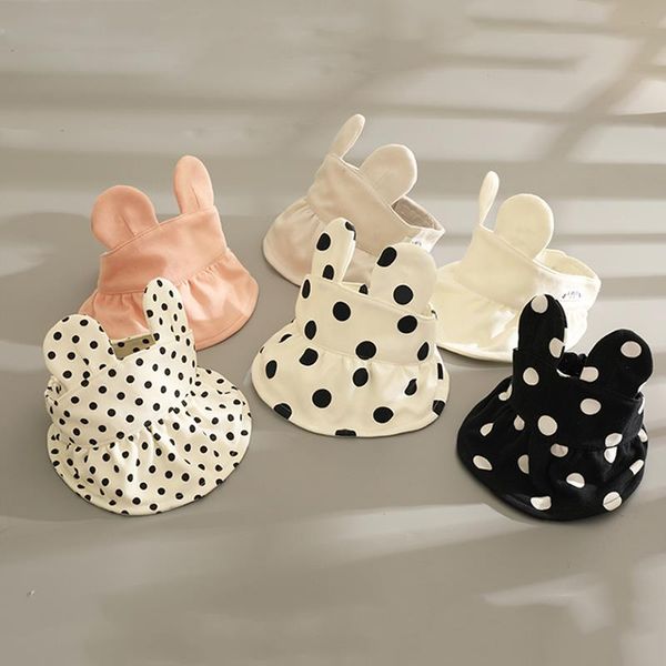 

summer breathable baby cute rabbit ear dot hats children kids boy girl outdoor beach empty big eaves adjustable sun, Yellow