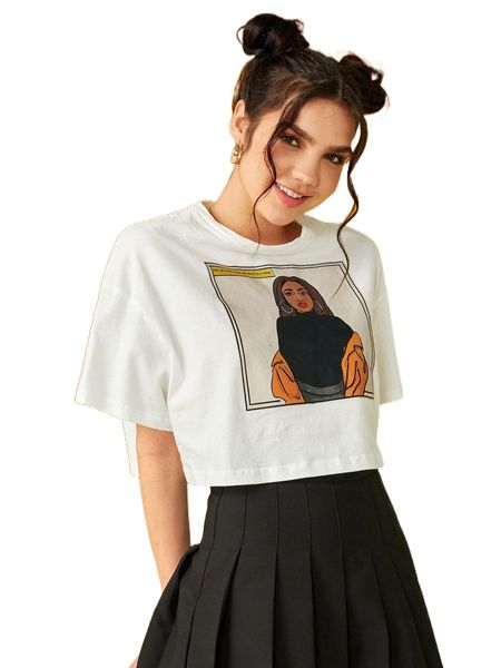 

x amacie forever slogan and figure graphic i3kp#, White