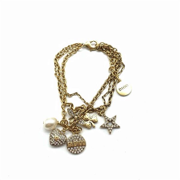 

bee star pearl multi layer necklace women fashion love brilliant diamonds bracelet women, Black