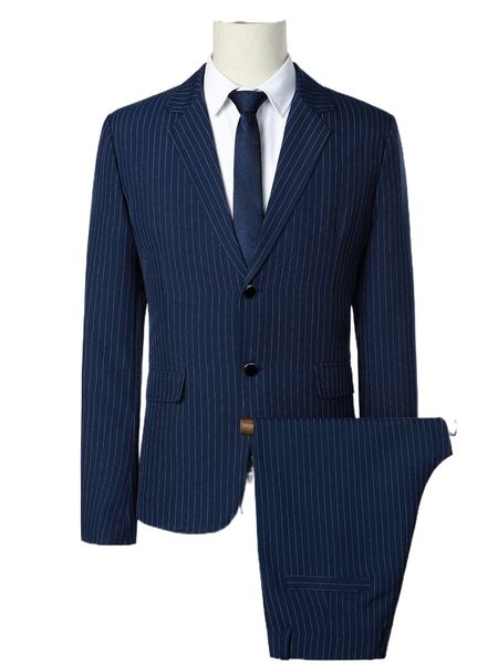 

men 1pc vertical stripe blazer & 1pc tailored pants g9ns#, White;black
