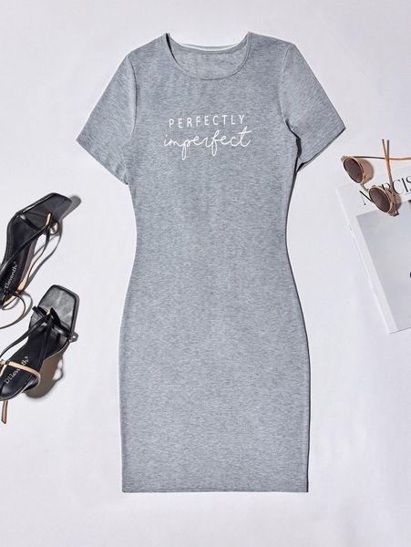 

letter graphic bodycon dress x7yn#, Black;gray