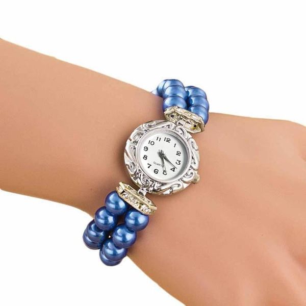 Pulseira de pulseira Bracelet Watch Women Students Belas marca de moda Golden Pearl Quartz Reloj Caliente Relogio feminino