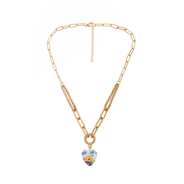 

pendant necklaces 316l stainless steel fashion fine jewelry vintage love heart flowers charms thick chain choker & for women, Silver
