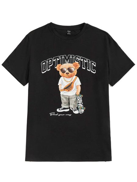 

men bear & letter graphic tee y71f#, White;black