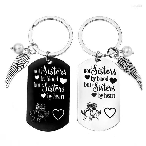 Keychains Amizade Gift, não irmãs por sangue, mas coração fofo anéis para mulheres irmãs adolescentes Ace BBF ENEK22