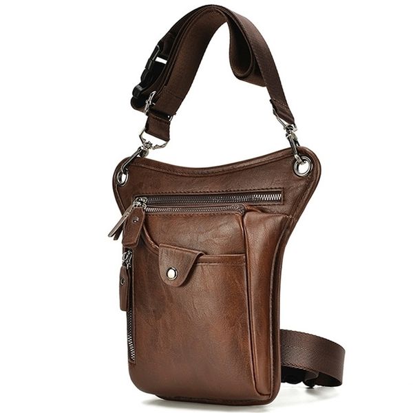 Vintage PU Leder Taille Pack Drop Bein Tasche Für Männer Frauen Gürtel Hüfte Tasche Multifunktions Motorrad Fahrrad Outdoor Wandern Camping 220628