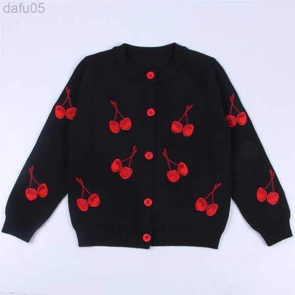 

1-6yrs baby boys girls cherry embroidery vest jacket children clothes boys girls long sleeve knitted kids vest jacket l220803, Blue