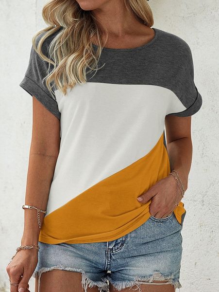 

contrast panel batwing sleeve tee m3pw#, White