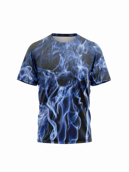 

extended sizes men fire print tee t3d1#, White;black
