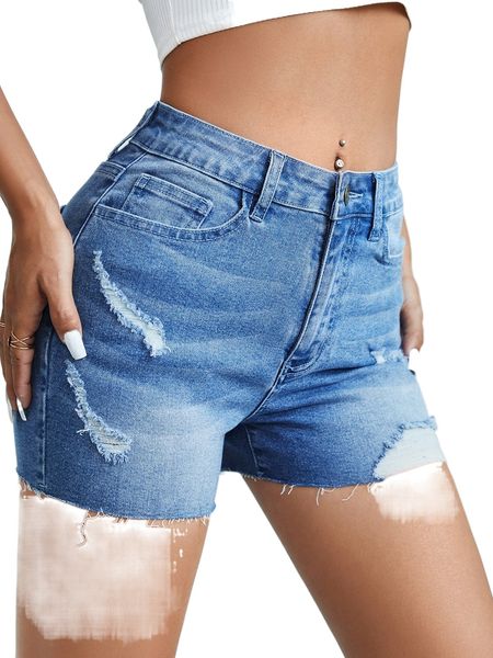 

ripped raw hem denim shorts q8qj#, White;black