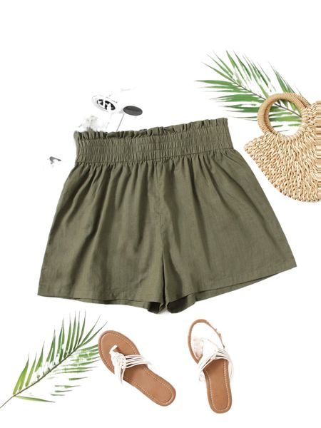 

plus paper bag waist shorts s007#, Black