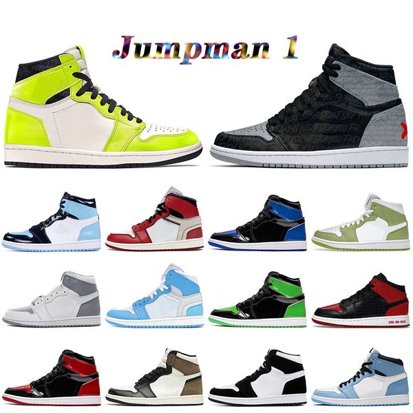

2022 fashion women mens jumpman 1s basketball shoes 1 visionaire rebellionaire banned stealth patent bred green python dark mocha trainers s