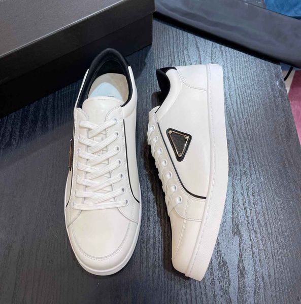 

elegant brushed leather sneakers shoes mens skateboard walking brands enameled metal triangle man trainers comfort walking