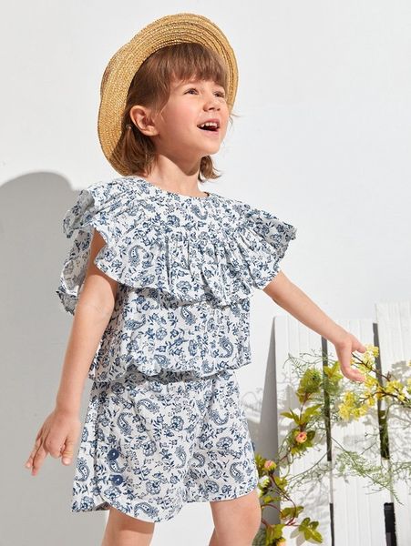 

sheen little girl paisley and printed ruffle detail she, White;black