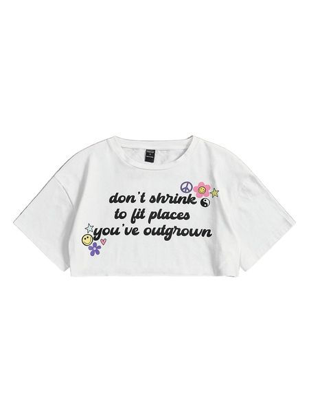 

x. stick together c.o s.logan & cartoon graphic c.rop tee d1fq#, White